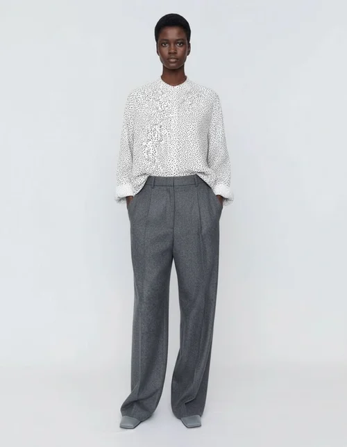 Camicetta da donna a pois con maniche arrotolabili, stile chic KUN-00094