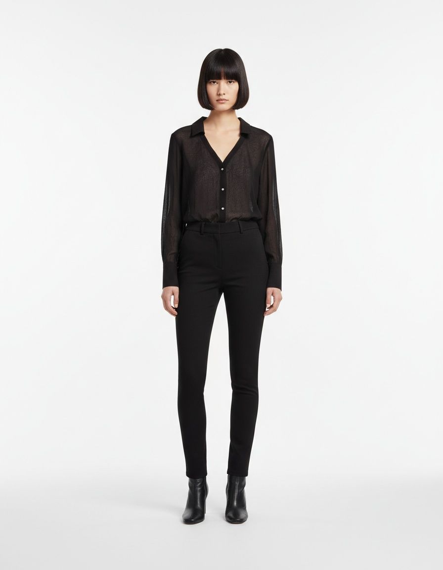 Camicetta semitrasparente con fiocco - Top da donna alla moda KUN-00095