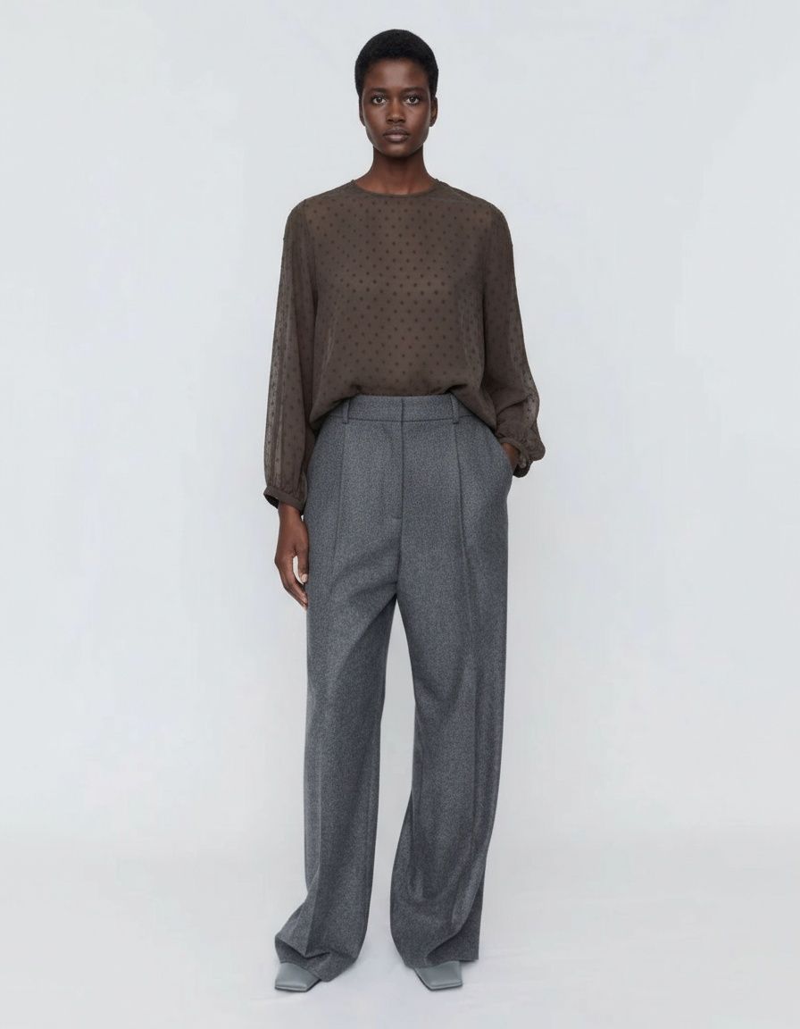 Camicetta da donna a pois con scollo a V - Elegante stile francese KUN-00098