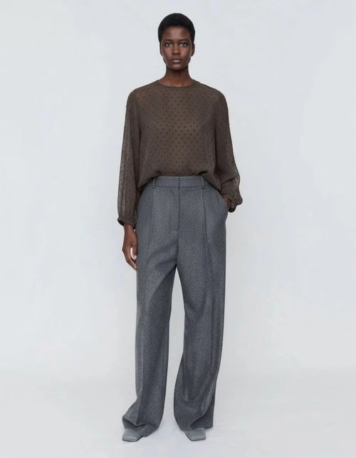 Camicetta da donna a pois con scollo a V - Elegante stile francese KUN-00098