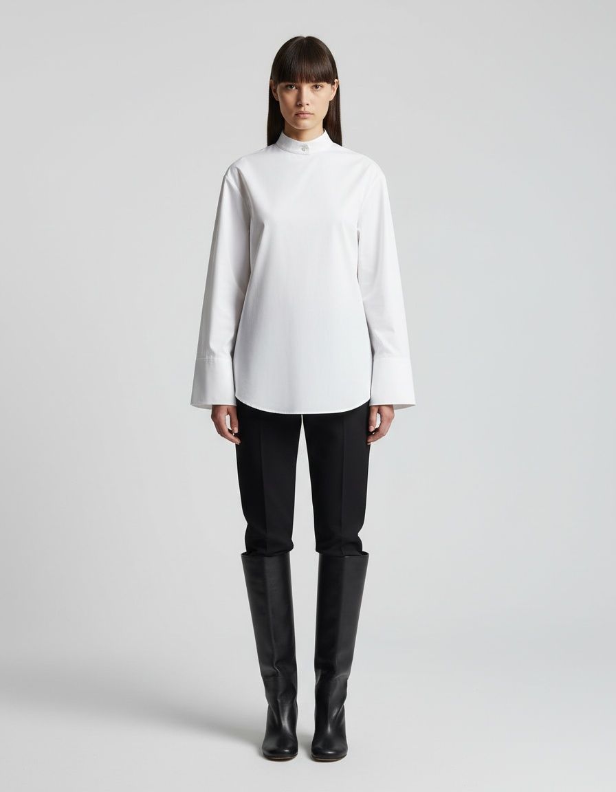 Camicetta in popeline con fiocco - Top alla moda in stile europeo KUN-00100