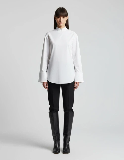 Camicetta in popeline con fiocco - Top alla moda in stile europeo KUN-00100