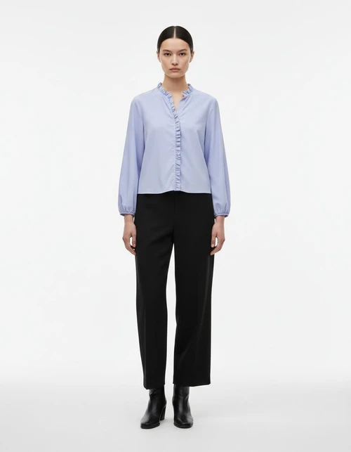 Camicetta in popeline a strati con volant KUN-00102