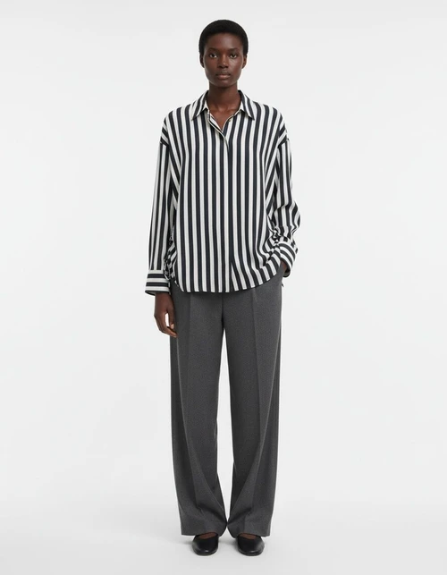 Camicia a righe con nodo sul davanti - Stile chic europeo KUN-00106