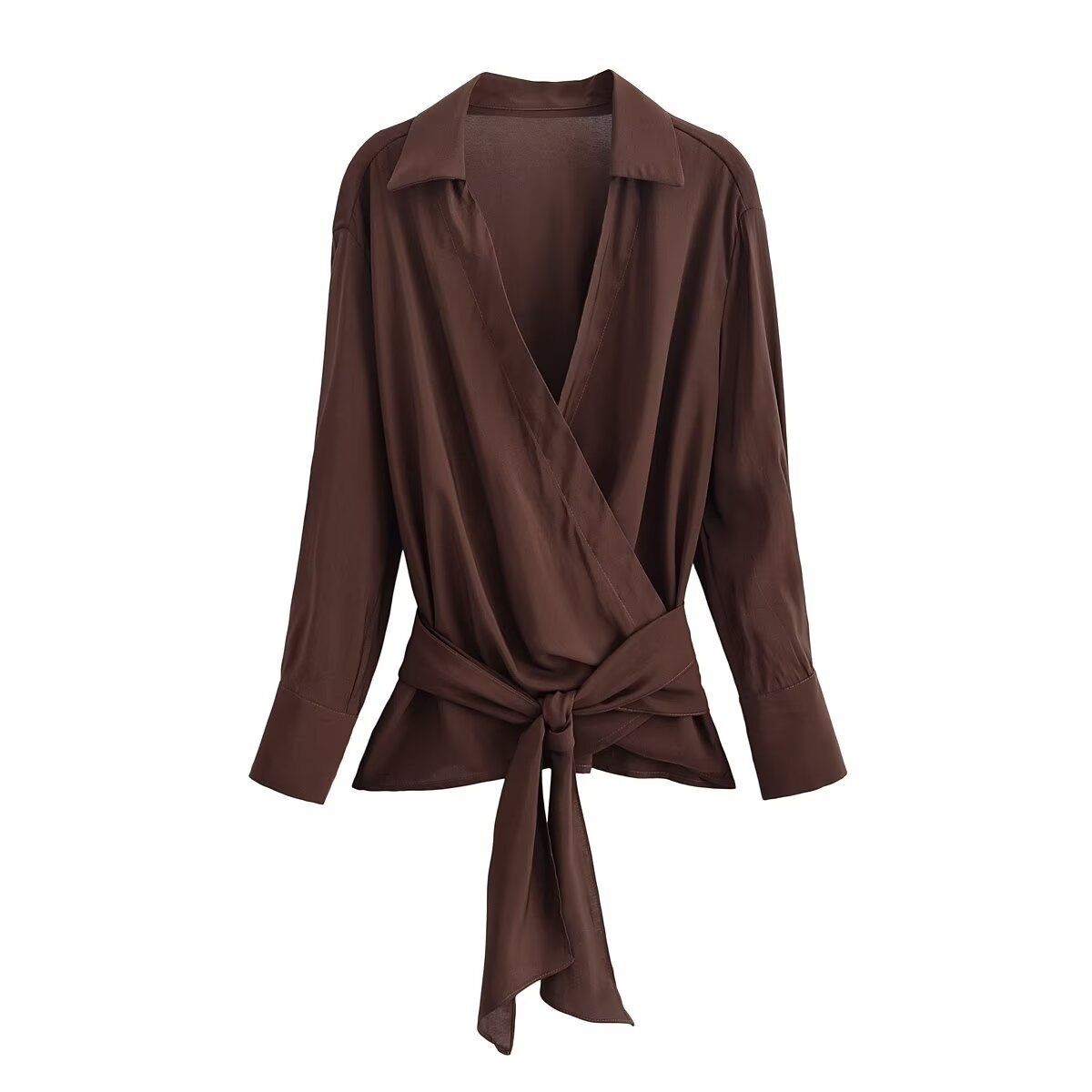 Striped Tie-Waist Blouse - European Style KUN-00112