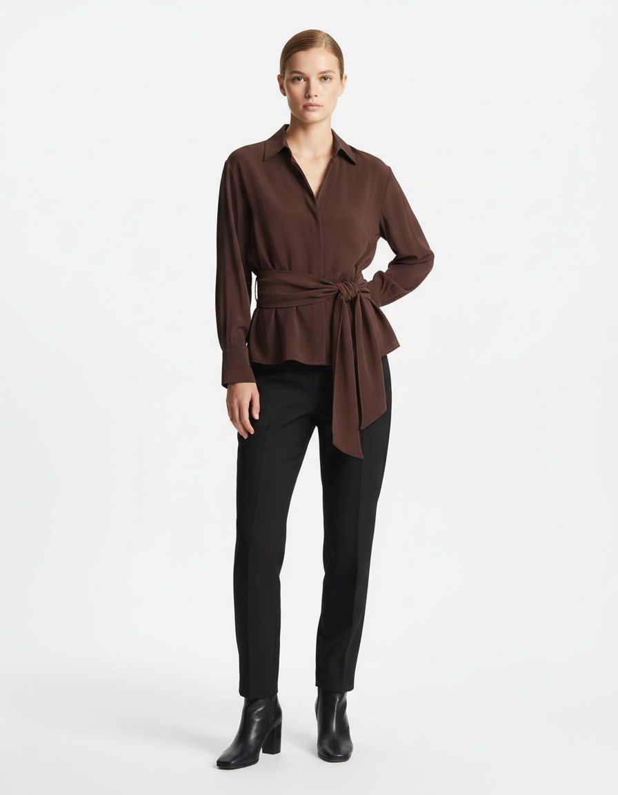 Striped Tie-Waist Blouse - European Style KUN-00112