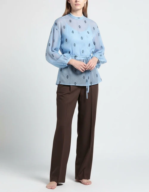 Camicetta in chiffon - Top snellente in vita con pizzo floreale KUN-00121