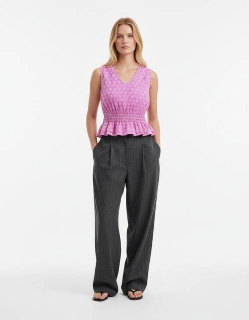 Top con fiocco a farfalla ricamato - Camicetta da donna in stile europeo KUN-00127