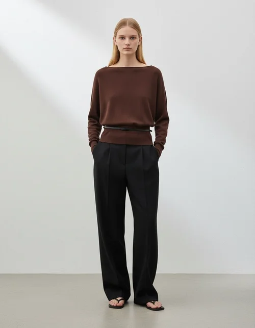 Top in maglia con dettaglio a strati e cintura KUN-00003