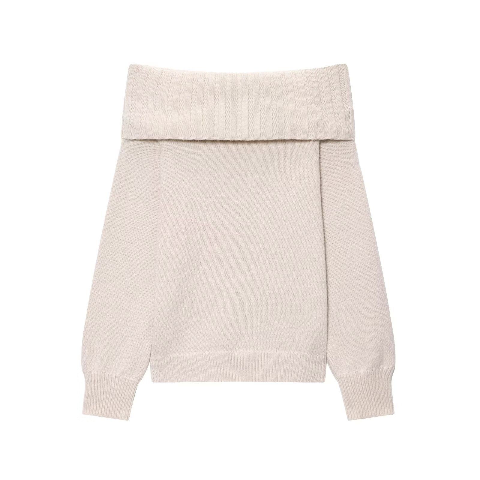 Pull en maille à épaules dénudées, coupe oversize, couleur unie KUN-00005