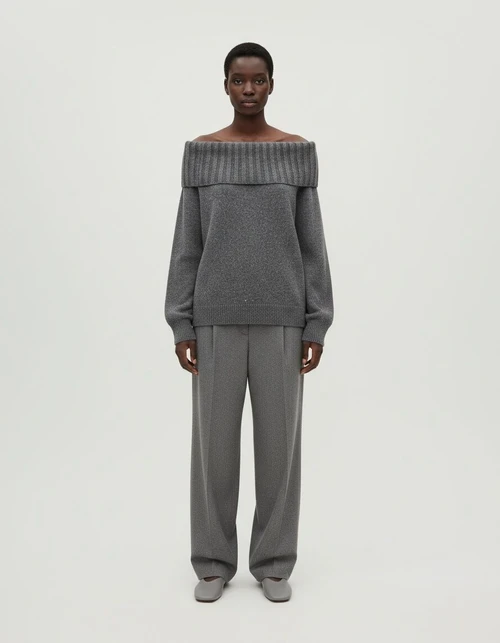 Knit Sweater Off Shoulder Oversized Solid Color Top KUN-00005