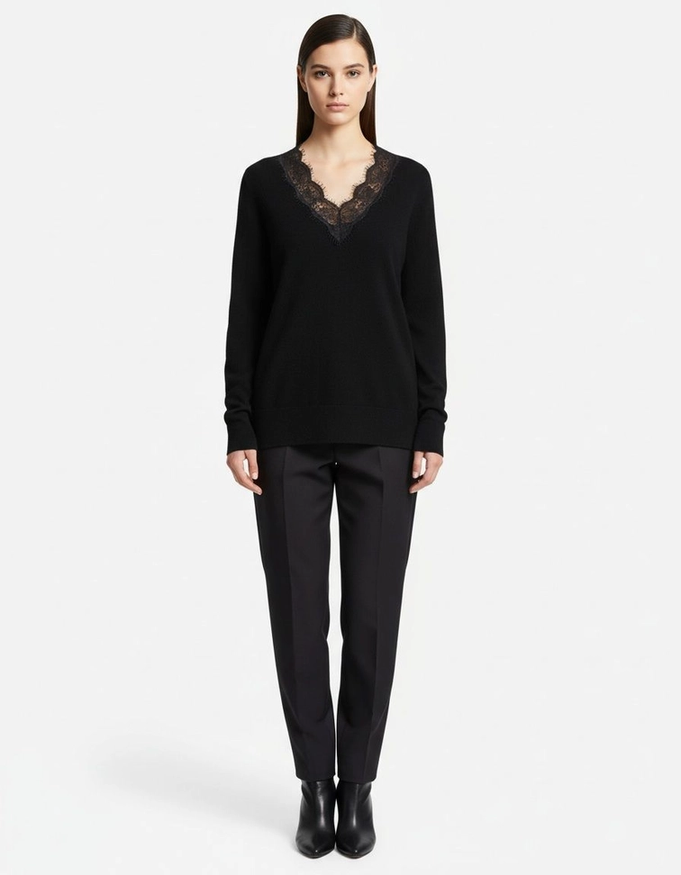 Lace Knit Top - Women's Chic Casual Sweater KUN-00009