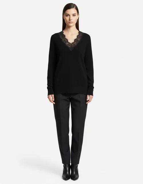 Top in maglia di pizzo - Maglione casual chic da donna KUN-00009