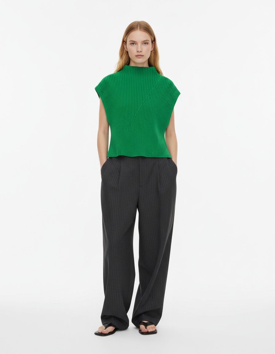 Ribbed Knit Tank Top - Stylish European Style Vest KUN-00012