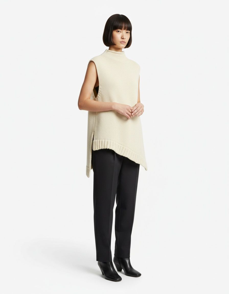 Gilet en maille - Haut asymétrique sans manches élégant pour femme KUN-00013