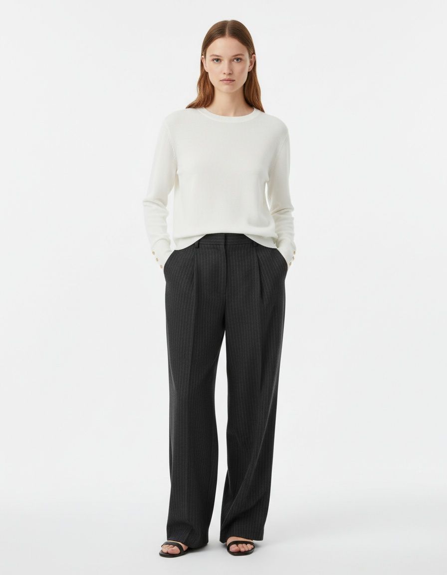 Knit Top Long Sleeve Crewneck Stylish Casual Sweater KUN-00015