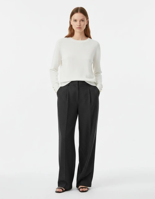 Knit Top Long Sleeve Crewneck Stylish Casual Sweater KUN-00015