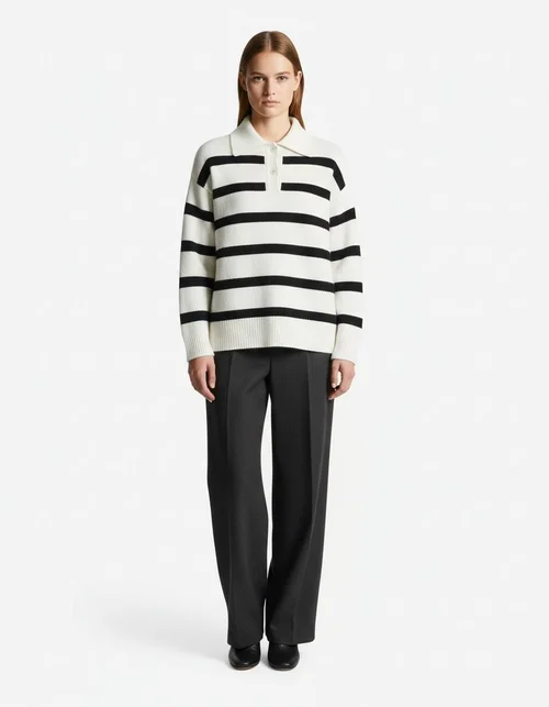Maglia a righe in maglia - Maglione da donna casual ed elegante KUN-00020