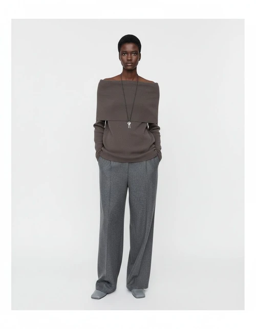 Knit Bandeau Top Off Shoulder Slim Fit Ruched KUN-00033