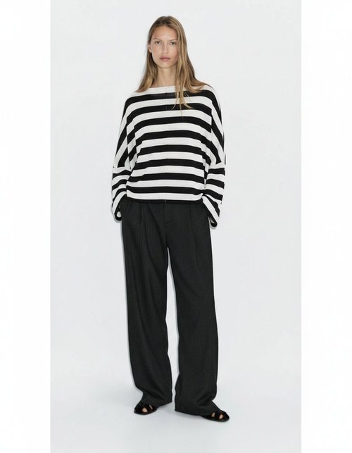 Top a maniche a pipistrello a righe - Camicetta alla moda in stile europeo KUN-00041