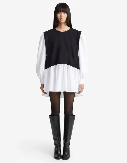 Women's Color Block Patchwork Top - Chic Two Piece Look KUN-00043