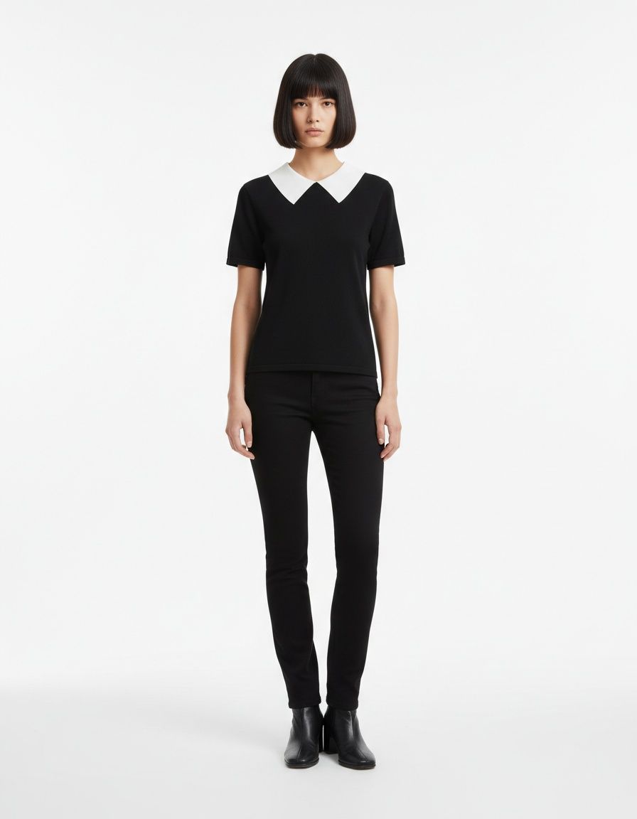 Women's Polo Shirt Color Block Classic Versatile Chic KUN-00003