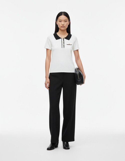 Women's Polo Shirt Color Block Classic Versatile Chic KUN-00003