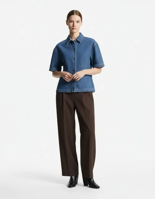 Denim Shirt Slim Fit Fashionable Women's Top KUN-00006