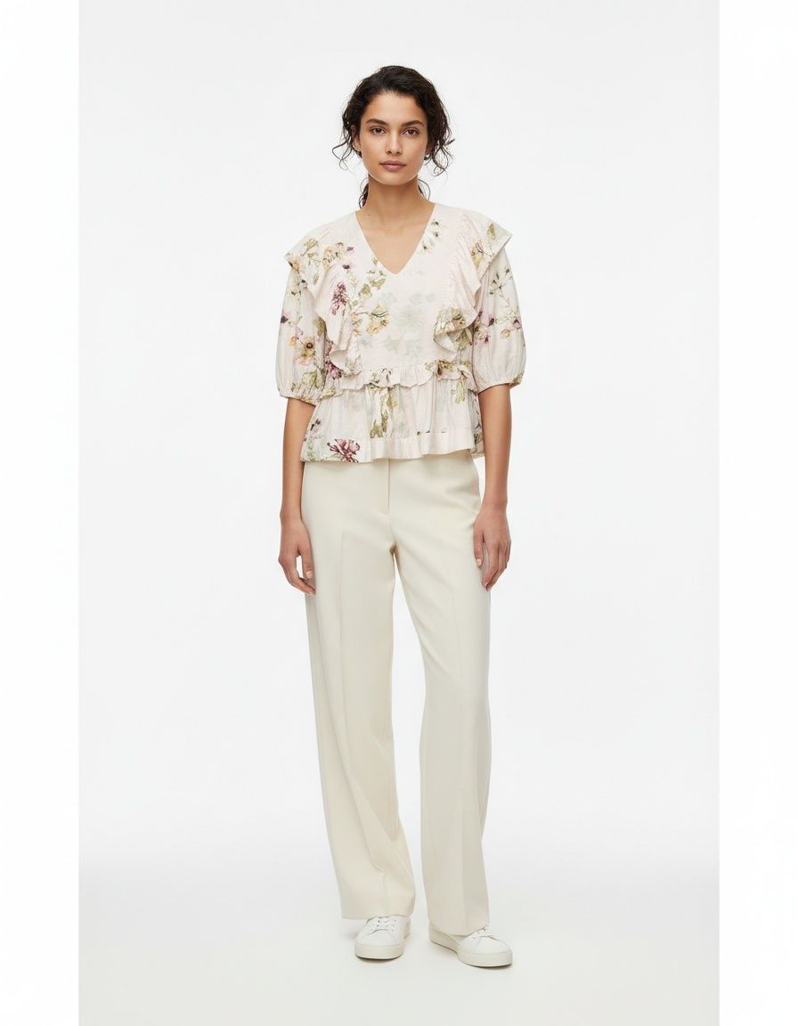 Top in misto lino con orlo a gonna KUN-00007