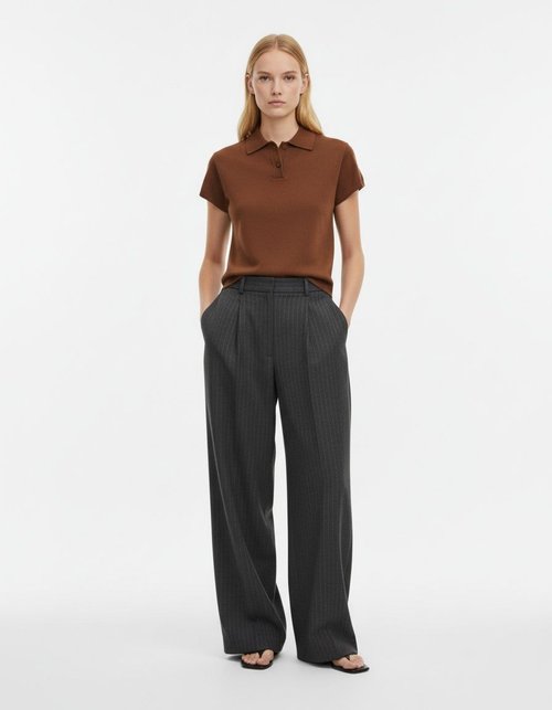 Knit Top Button Detail - European Style Women's Sweater KUN-00010