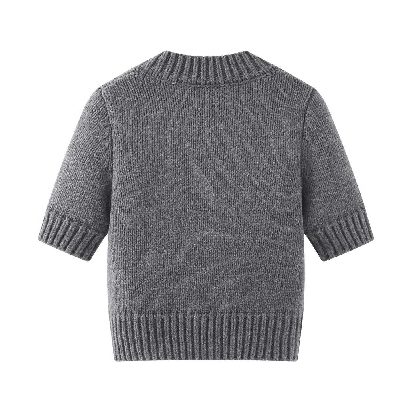 Ribbed Knit V-Neck Crop Top - Stylish Women's Short Sleeve KUN-00015