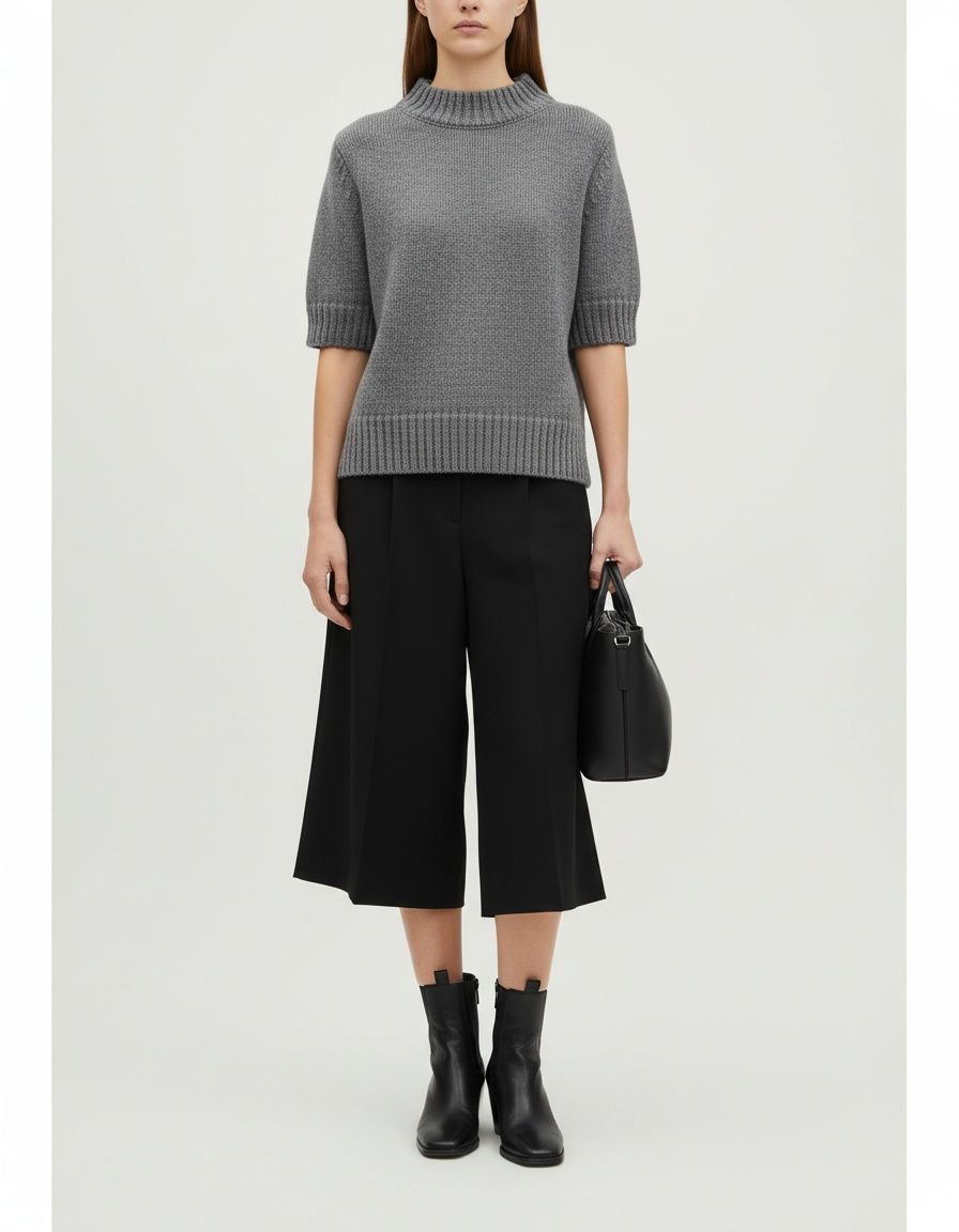 Ribbed Knit V-Neck Crop Top - Stylish Women's Short Sleeve KUN-00015