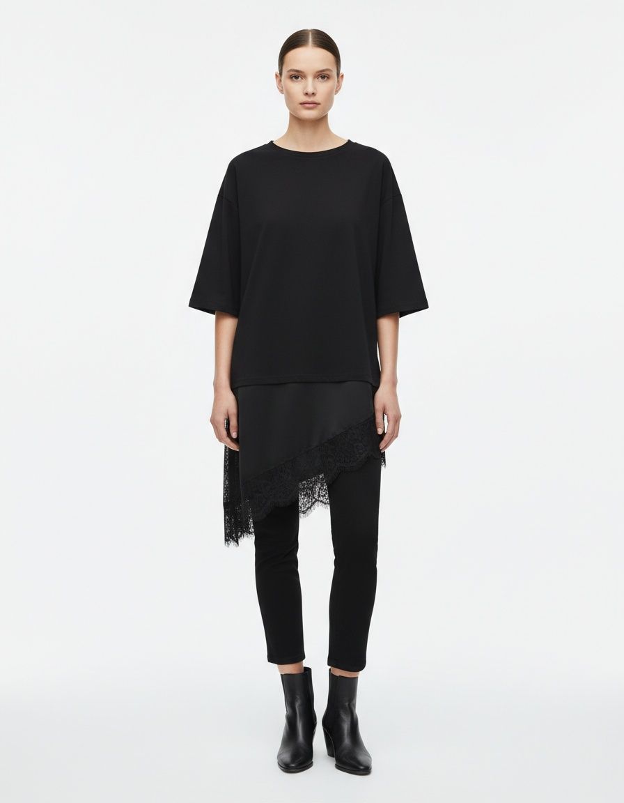 Lace Patchwork T-Shirt - Trendy European Style KUN-00020