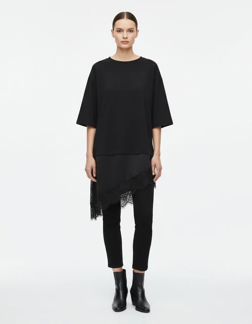 Lace Patchwork T-Shirt - Trendy European Style KUN-00020