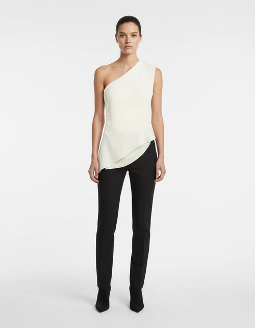 Canotta da donna monospalla arricciata asimmetrica KUN-00002