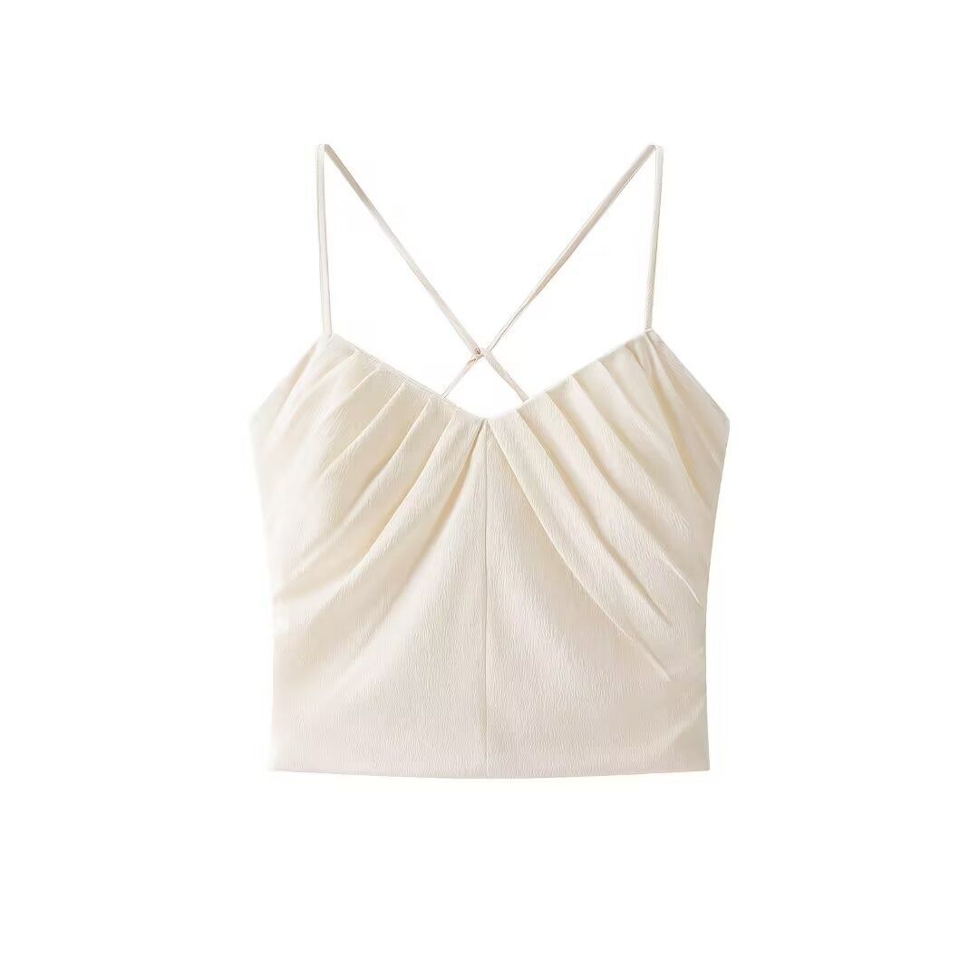 Haut caraco froncé pour femme classique polyvalent KUN-00003