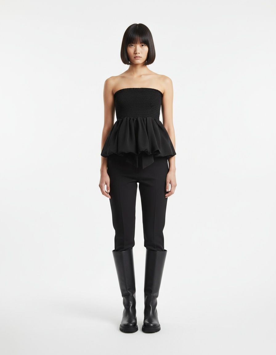 Top corto da donna con laccetti sul davanti, chic e alla moda KUN-00008