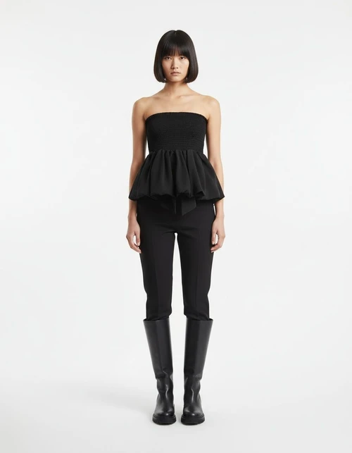 Top corto da donna con laccetti sul davanti, chic e alla moda KUN-00008