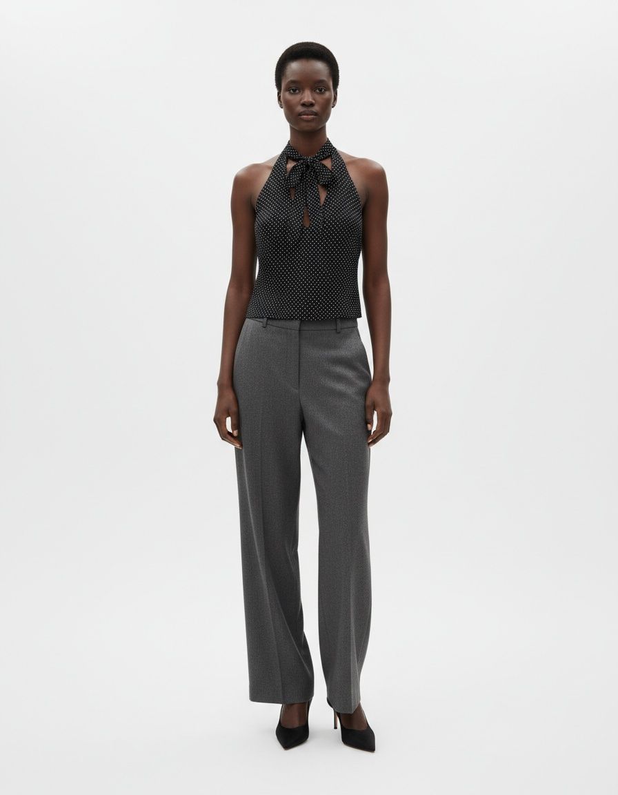 Canotta a pois - Top senza maniche alla moda KUN-00011