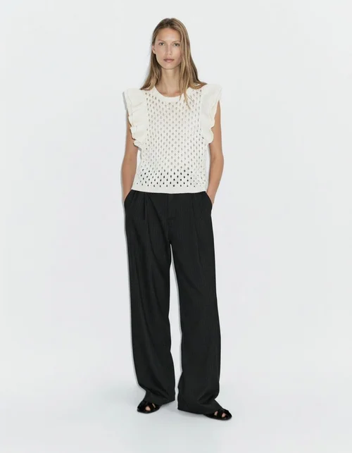 Gilet a strati in ciniglia - Elegante top senza maniche KUN-00012