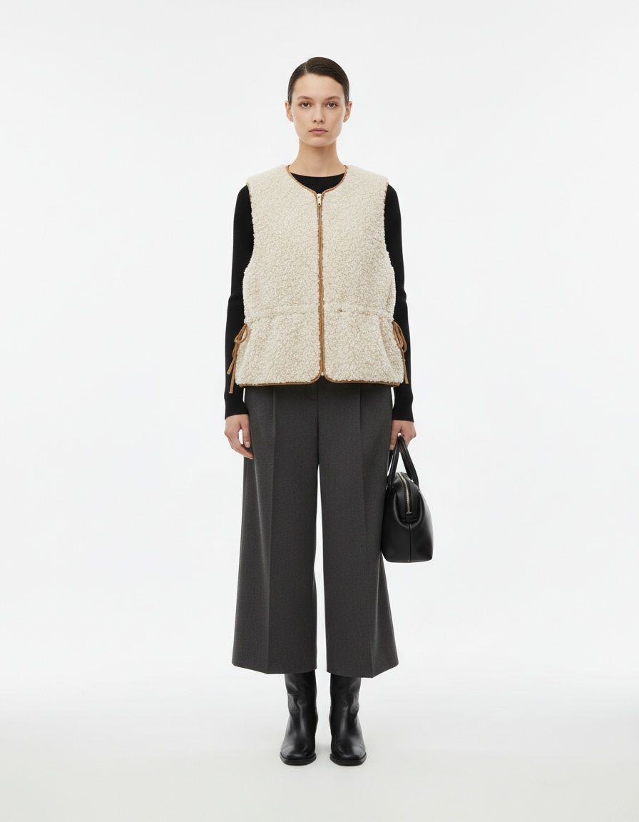 Gilet in lana d'agnello con vita regolabile - Elegante modello da donna KUN-00019