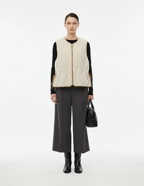 Gilet in lana d'agnello con vita regolabile - Elegante modello da donna KUN-00019