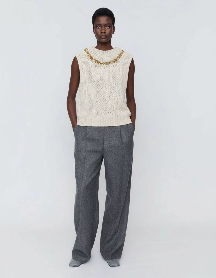 Top da donna con finiture a catena e orlo asimmetrico KUN-00021