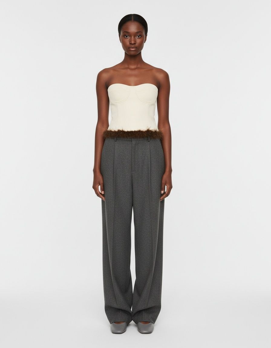 Top a fascia con piume - Chic e versatile KUN-00023