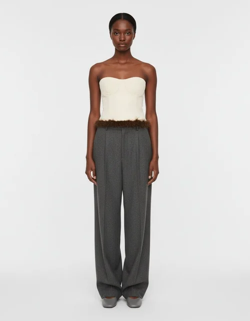 Top a fascia con piume - Chic e versatile KUN-00023