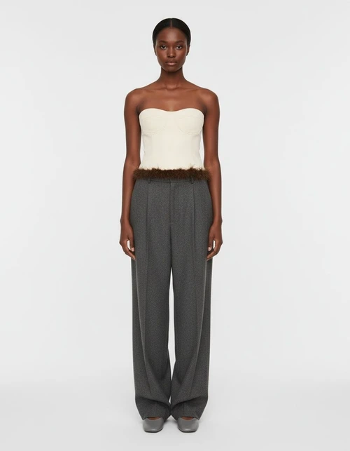 Top a fascia con piume - Chic e versatile KUN-00023