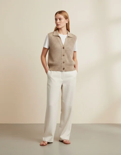 Gilet in maglia senza maniche con scollo a V, cardigan top KUN-00031