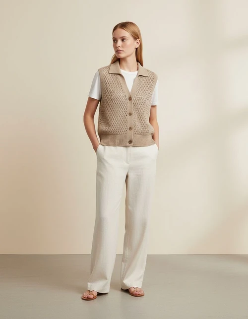 Gilet in maglia senza maniche con scollo a V, cardigan top KUN-00031