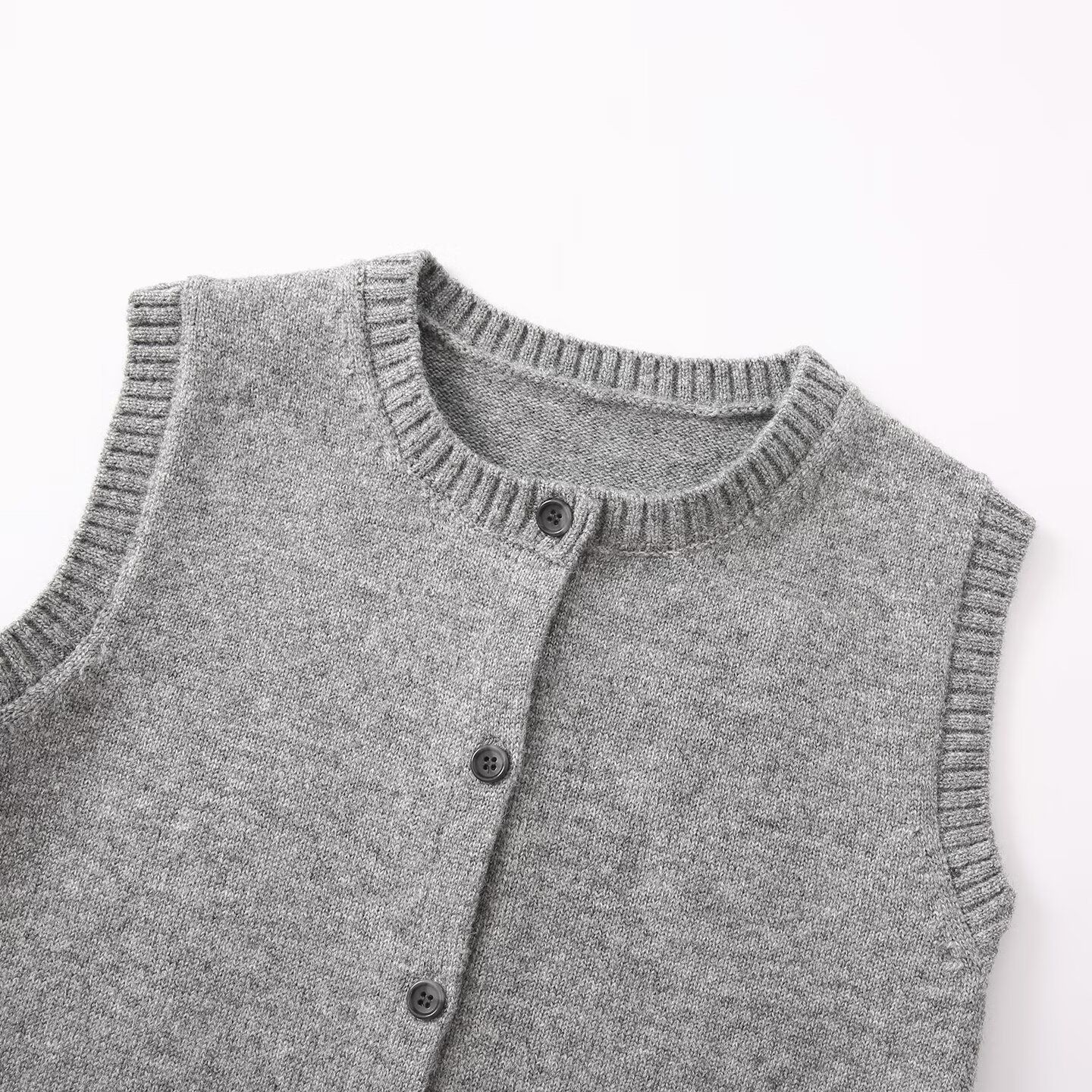 Knit Vest Sleeveless Round Neck Soft Casual Top KUN-00039