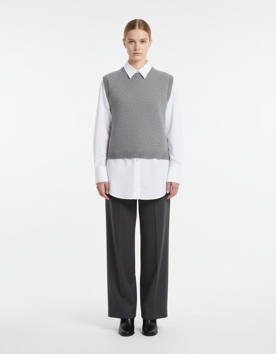 Gilet in maglia senza maniche con scollo rotondo, top morbido e casual KUN-00039